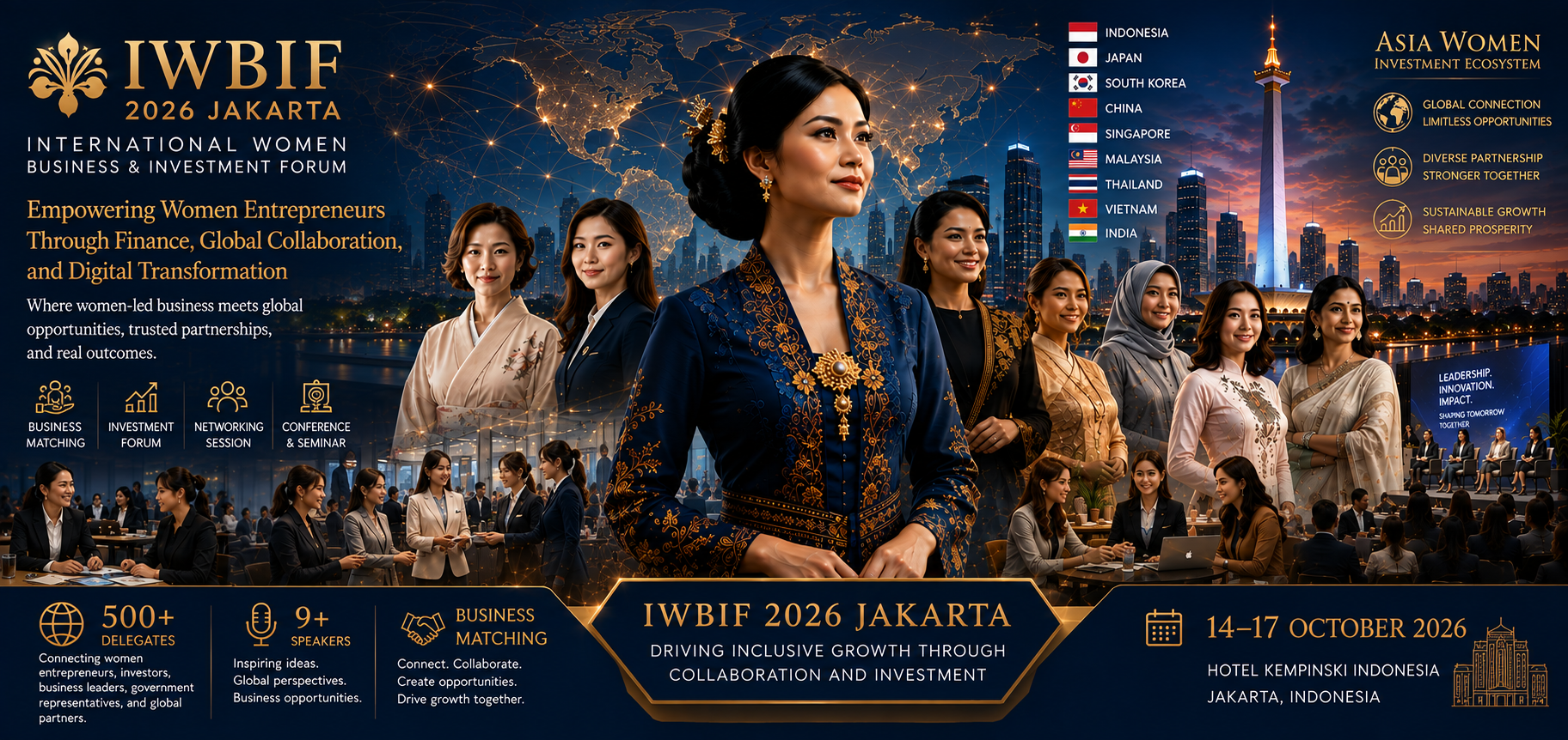 IWBIF 2026 Jakarta featuring women business leaders, international collaboration, business matching, and investment opportunities